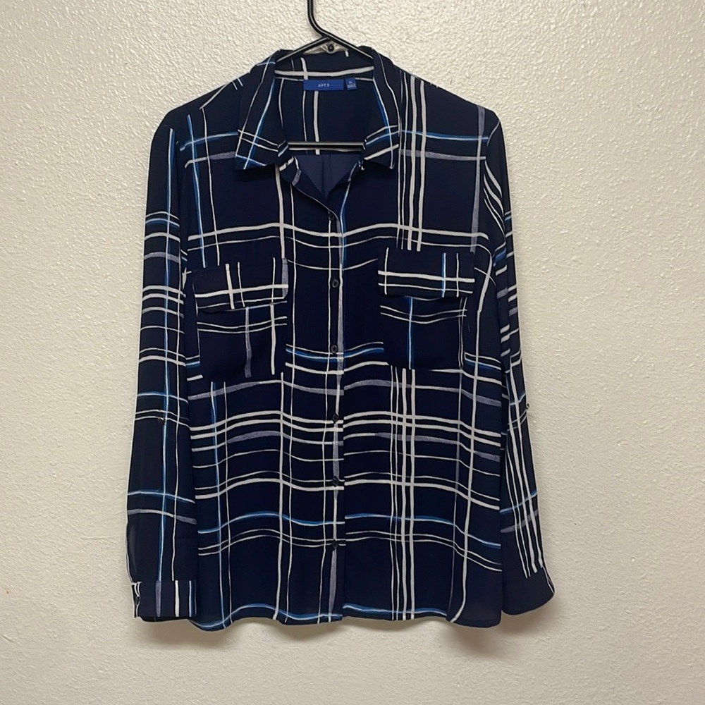 Blue and white blouse EUC